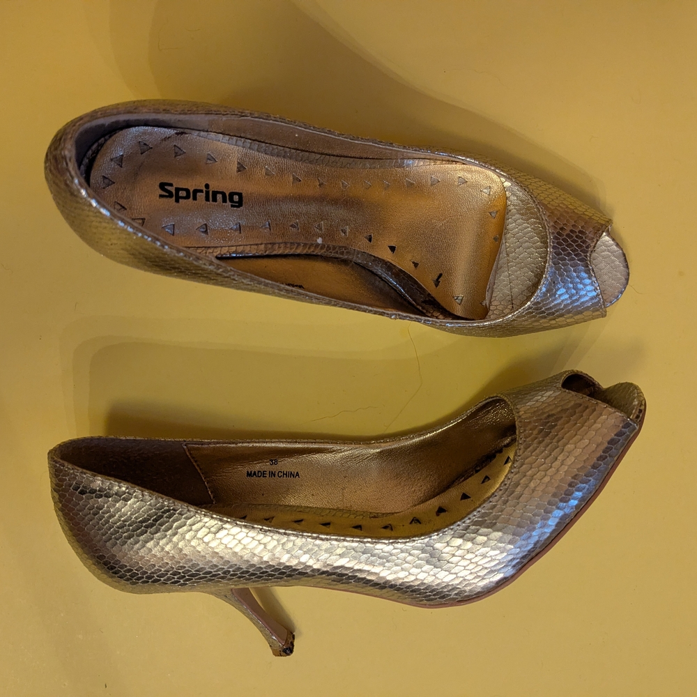 Call It Spring Metallic Peep-Toe Heels